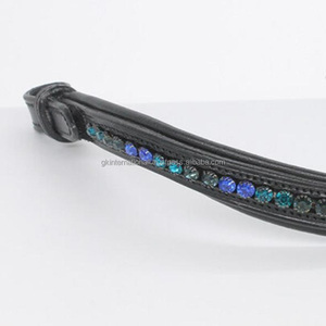 Banda de cuero para cejas de caballo de la mejor calidad, forma de onda, 12mm, cristal grande, oro rosa, color topacio ahumado, banda para cejas ostentosa - Product Image 3