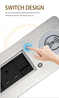 Prise de table électrique industrielle en alliage d'aluminium, 3 prises, 2 ports USB, charge sans fil, rotation à 180 degrés, CE
