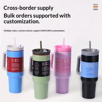 Nouvelle bouteille isotherme personnalisée en acier inoxydable 304 de 40 oz, gourde portable grande capacité avec poignée pour camping et activités de plein air