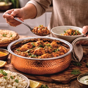 Hammered Copper Finish Handi Serving <b>Bowl</b> | Stainless Steel Indian <b>Curry</b> Dish <b>Bowl</b> | Traditional Kitchen & Restaurant Serveware - Product Image 2