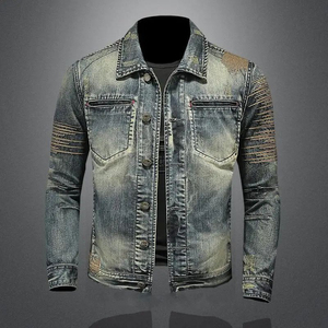 Classic Vintage Denim Jacket for <b>Men</b> Light Casual <b>Stretch</b> Cotton Coat Button for Spring Autumn New Brand Bomber Jacket - Product Image 6