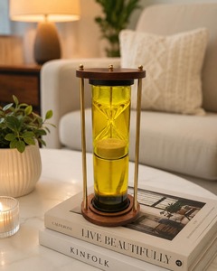 Reloj de Arena Grande Amarillo con Marco de Madera Vintage, Reloj Decorativo Silencioso para el Hogar, Cocina, Oficina, Escritorio - Product Image 1