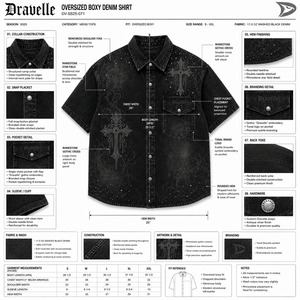 Mineral Wash Black Short Sleeve Shirts With Bling Cross For Roomy Unisex Cyber Y2K <b>Gothic</b> <b>Jacket</b> - Product Image 5