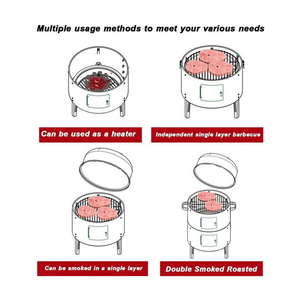 เตาบาร์บีคิวถ่านไม้สองชั้นสำหรับย่างและรมควันกลางแจ้ง - Product Image 6