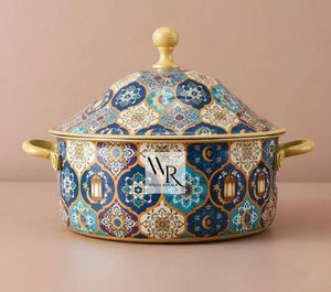 Casserole isotherme de qualité supérieure à imprimé floral, pot de service en métal avec couvercle pour une utilisation moderne en cuisine et salle à manger - Product Image 5