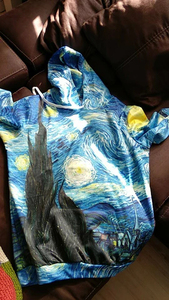 เสื้อฮู้ดพิมพ์ลาย Starry Night สำหรับผู้ชาย ทรงปกติ สวมใส่สบาย ผลิตจากผ้าโพลีเอสเตอร์ถัก พิมพ์ลายแบบ Sublimation Transfer เหมาะสำหรับใส่ในฤดูใบไม้ร่วง - Product Image 6
