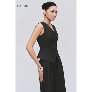 Chaleco Elegante para Mujer al por Mayor, Cuello en V, Sin Mangas, Botón Único, Cintura Ajustable con Correa, Rayas, Textura Italiana, Oficina A9045 - Product Image 4