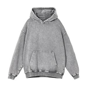 Sweat à capuche personnalisé en molleton 100% coton épais, coupe oversize, style vintage streetwear, avec poche, délavé numérique, écologique, pour l'hiver - Product Image 4