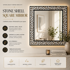 Luxury 24 Inch <b>MOP</b> Frame Mirror | Handmade Mother of Pearl Inlay <b>Wall</b> Mirror | Modern Decorative Mirror for Home Interiors - Product Image 5