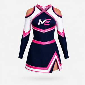 Premium Quality Cheerleading Dress Long Sleeve Cold Shoulder Cross Back <b>Mini</b> Athletic Style High Waist Attractive Design - Product Image 1
