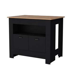 Carrito de cocina de 2 puertas, color negro - Product Image 3