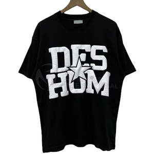 T-shirt à épaules tombantes en coton épais pour homme, T-shirt oversize avec appliqué brodé, T-shirt court - Product Image 1