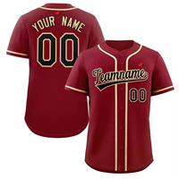 Jersey Baseball Pria Custom Sublimasi Kancing Depan Lengan Pendek Seragam Tim Nama dan Nomor Personalisasi Kaos Cepat Kering