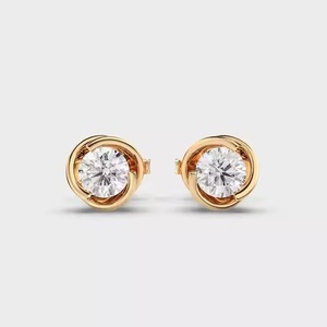 New Women's <b>Hoop</b> <b>Earrings</b> in 10k Yellow Gold with Moissanite Round Shape Diamond Trendy Jewelry IGI Certified <b>Silver</b> Plated - Product Image 1