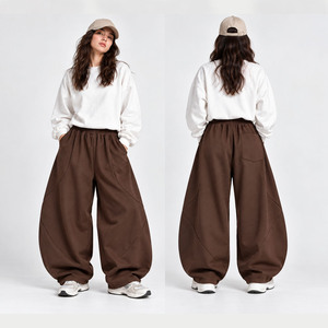 <b>Women's</b> <b>Baggy</b> Harem Sweatpants Loose Fit Wide Leg Casual Streetwear <b>Trousers</b> with Elastic Waist Curved Balloon Pants - Product Image 2