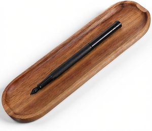 Bandeja de madera marrón para bolígrafos, soporte de escritorio de madera, accesorios de escritorio, reposapuntas, ideal para el hogar, la oficina y accesorios de arte. - Product Image 1