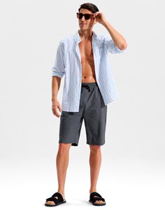 Fashion Casual Board Shorts for <b>Men</b> Quick Dry Swim <b>Trunks</b> Breathable Lightweight Beach Shorts with Elastic Waist Solid Color - Product Image 3