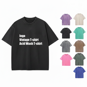 เสื้อยืดโอเวอร์ไซส์ผู้ชายพิมพ์โลโก้ตามสั่ง ล้างสีแบบแอซิด สไตล์ลำลอง สตรีทแวร์ สีเทา ผ้าฝ้าย 100% แขนสั้น เนื้อผ้าหนา - Product Image 1