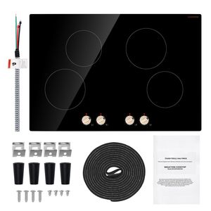 Piano Cottura a Induzione Elettrico da Incasso 6600W con 4 Manopole di Controllo e 12 Impostazioni di Temperatura, Facile Installazione - Product Image 1