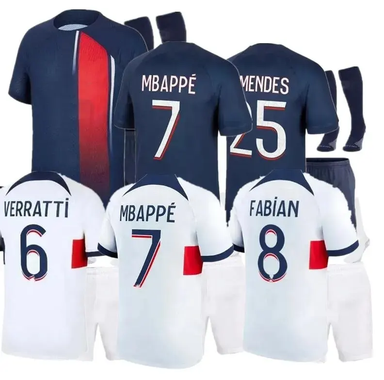 Nuevo conjunto de camisetas de fútbol Paris Messi #30 azul marino blanco para hombre, camisetas de fútbol de Tailandia