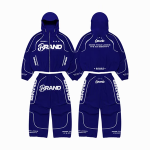 Wholesale Custom Patchwork Nylon Tracksuit Streetwear <b>Reflective</b> Lines Windbreaker Sweatsuit Zip up <b>Jacket</b> and Pants Sets <b>Men</b> - Product Image 3