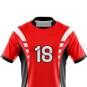 Ensemble de maillots de football personnalisés sublimés rouge noir blanc numéro 18 unisexe adulte à manches courtes respirant coupe athlétique - Product Image 4