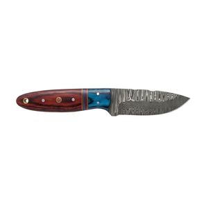 Red Blue <b>Multi</b> Color Damascus Steel Fixed Blade Wood Handle Forged Steel Skinner Hunting Knife <b>Camping</b> Outdoor Survival <b>Tool</b> - Product Image 2