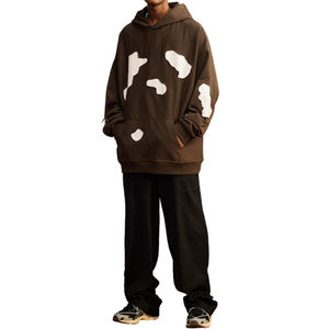 <b>Mens</b> Oversized <b>Brown</b> Print Hoodie Casual Pullover Hooded Sweatshirt Loose Fit Streetwear Fleece Hoodie Autumn Winter - Product Image 6