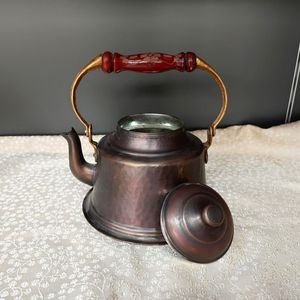 Handcrafted Copper Water <b>Kettle</b> Round <b>Vintage</b> Design With Lid Metal Tea Pot - Product Image 1