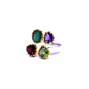 Party Wear 925 Sterling <b>Silver</b> Gold Plated Jewelry <b>Garnet</b> Amethyst Gemstone Women Wear Classic <b>Ring</b> - Product Image 4