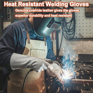 Service OEM ODM sur mesure, gants en cuir suédé gris anti-chaleur pour usage industriel, résistants à l'abrasion, équipement de sécurité pour les mains. - Product Image 3