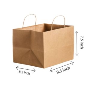 Custom Kraft Paper Bakery <b>Bags</b> 9.5x8.5x7.5 Inch with Ribbon Handle for Wedding, Birthday, and Party Favors at Wholesale Price - Product Image 3