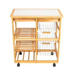 Carrello Moderno da Cucina e Sala da Pranzo a 2 Cassetti, Scaffale Regolabile, Ruote Rimovibili, Materiale in PVC, Metallo, Legno e Marmo - Product Image 4