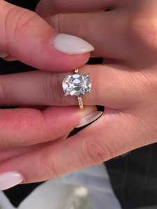 Anillos de compromiso solitarios de 3 quilates con diamante de laboratorio de corte cojín estilo mina antigua, joyería fina de lujo para boda, oro macizo de 14K y 18K - Product Image 5