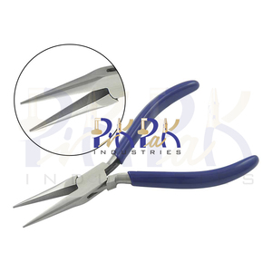 Pince à bec long en acier inoxydable de 140 mm avec poignées en PVC, double ressort, mâchoires lisses, pour la fabrication de bijoux, l'artisanat DIY et le dénudage de fils - Product Image 1