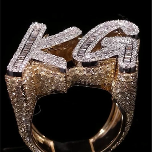 Anillo de Diamantes Moissanite con Corte Baguette VVS, Chapado en Rodio, Personalizado, Estilo Hip Hop, para Hombre - Product Image 1