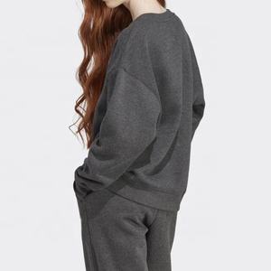 Sweat-shirt uni respirant décontracté pour femmes avec logo brodé personnalisé Sweat-shirt vierge en coton surdimensionné à col rond - Product Image 2