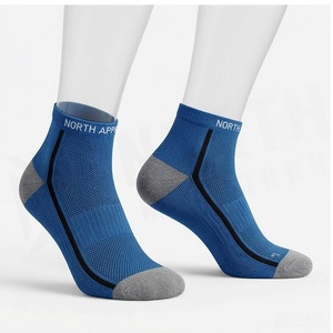 Crew <b>Socks</b> Geometric Pattern Blue Breathable <b>Running</b> <b>Socks</b> for Adults Spring Season - Product Image 3