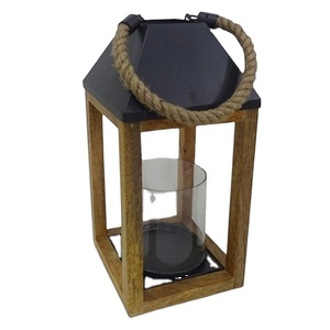 Outdoor Lantern Wood and <b>Rope</b> - Product Image 1