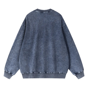 เสื้อสเวตเชิ้ตคอกลมทรงปกติแบบเรียบง่ายสำหรับผู้ชาย ล้างสีแบบแอซิดวอช ราคาขายส่ง ขายดีที่สุด ขนาดและดีไซน์สั่งทำได้ เสื้อสเวตเชิ้ตพื้นฐาน - Product Image 5