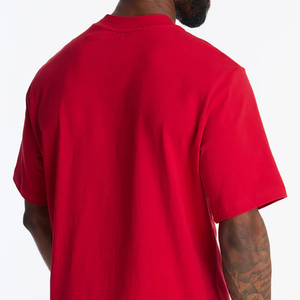 T-shirt à manches courtes pour homme rouge, 100% coton jersey, col rond, coupe classique, logo sur le devant, style décontracté, couleur unie - Product Image 4