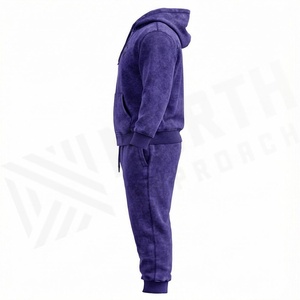 Ensemble survêtement vintage délavé personnalisé pour homme : pantalon évasé et sweat à capuche – Idéal pour la gym, le fitness, le streetwear et le jogging - Product Image 3