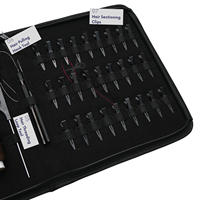 Kit d'outils pour extensions de cheveux noirs : Pince à sertir les perles plates, Outil à boucles, Crochet de tirage, Mini-ciseaux, Pinces de sectionnement, 2 fils pour perruques