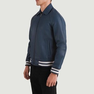 Vestes de sport personnalisables pour hommes, légères, d'hiver, décontractées, en cuir véritable, écologiques, avec fermeture éclair, brodées et enduites - Product Image 4