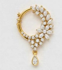 Anillo de nariz tradicional indio con diamantes, estilo étnico clásico, oro con diamantes, precio al por mayor por fabricante, anillo de nariz - Product Image 2