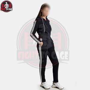 Solid Black Casual Wear Women Comfort <b>Crop</b> <b>Tops</b> Tracksuits For Ladies Hoodie With Stylish Jogger Pants For Active Wear Sets - Product Image 2