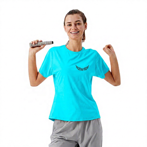 Camiseta de Manga Corta con Cuello Redondo Rosa para Mujer, con Logotipo Bordado, Transpirable, Corte Regular, Top de Yoga - Product Image 2