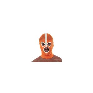 Masque intégral en cuir véritable orange pour homme, style néon, maille, design audacieux, éco-responsable, pour clubwear et fétichisme anime - Product Image 1