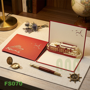 ANN HANDICRAFT FS070 Custom <b>Handmade</b> 3D Pop-up Greeting Cards 'Friendship' Tourist Boat Thank You Gift <b>Paper</b> Die Cutting Printed - Product Image 5