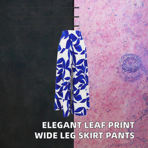 High Waisted Wide Leg <b>Pants</b> Women Blue White Floral Print Chiffon Loose Full Length Elastic Waist <b>Summer</b> Casual <b>Pants</b> - Product Image 5